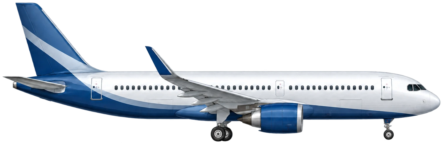 Unbranded passenger aircraft illustration with landing gear extended